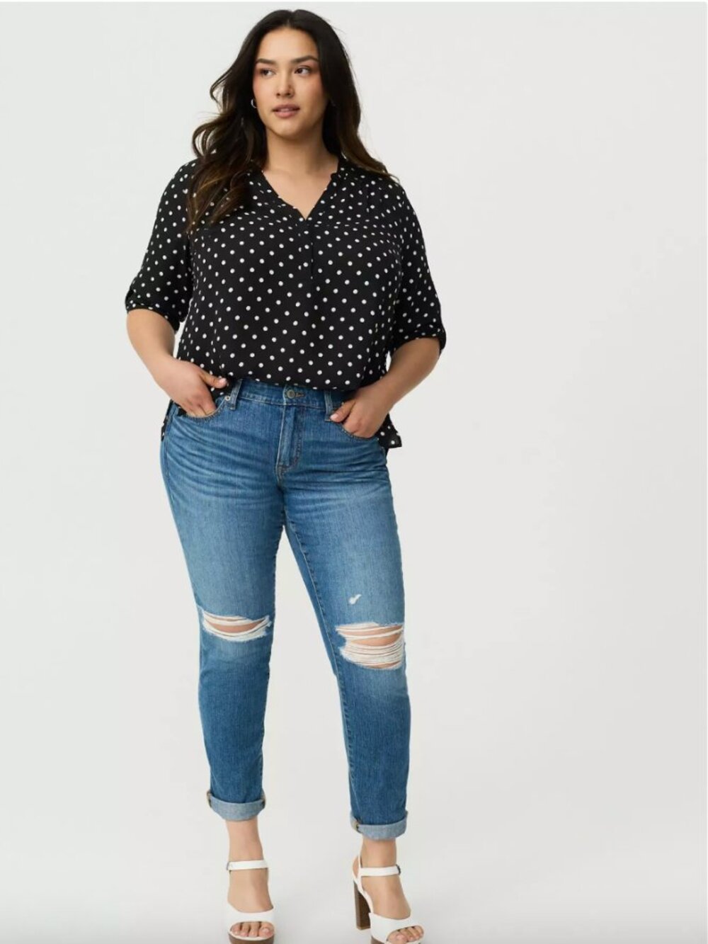 Torrid Harper Georgette Straight Hem Blouse Pullover Polka Dot Womens 2X NWT - Picture 5 of 10